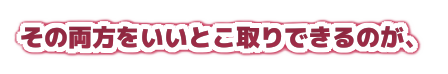 「その両方をいいとこ取りできるのが、」の装飾文字